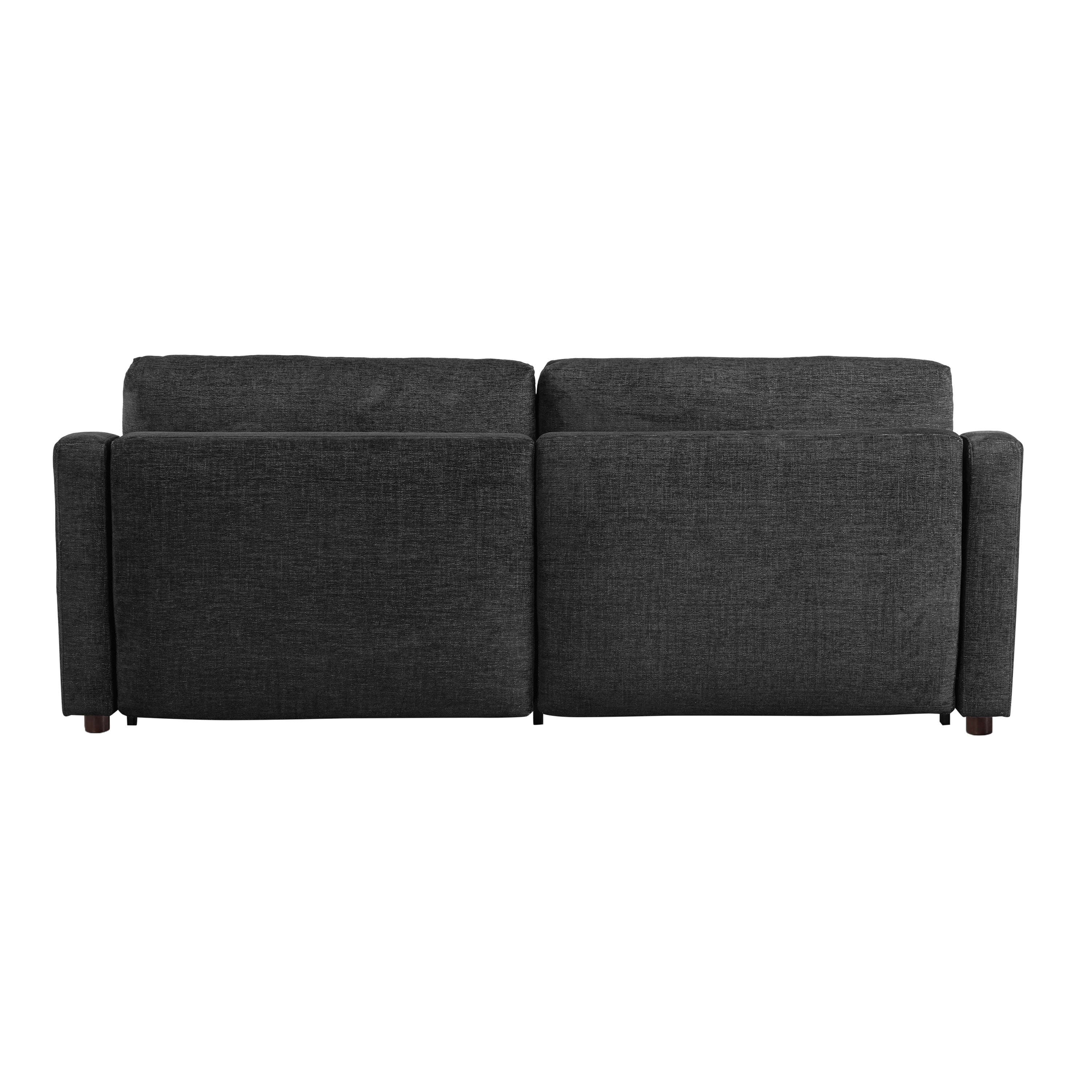 Serta Giles Modern Style Convertible Sofa, Black Chenille Fabric