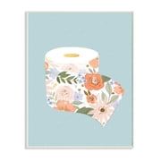 Stupell Industries Spring Floral Print Toilet Paper over Blue Wall Plaque, 13 x 19, Design by Loni Harris