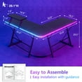 thumbnail image 7 of Mr IRONSTONE 51 inch L Shaped Gaming Desk with LED Lights, Corner Computer Desk for Home Office, Black Writing Workstation with Large Monitor Stand, Easy to Assemble, 7 of 7