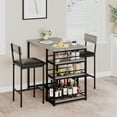 thumbnail image 4 of Huloretions Dining Table Set,Bar Table And Chairs For 2,Kitchen Table Set With 2 Upholstered Chairs,3 Large Storage Shelves,Pub Table Set For Small Space Breakfast, 4 of 9