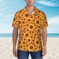 thumbnail image 2 of Sikiie Brown Wood Grain Sunflower A Print Men's Hawaiian Shirt, Summer Beach Button Pocket Short Sleeve T-Shirt,X-Large, 2 of 7