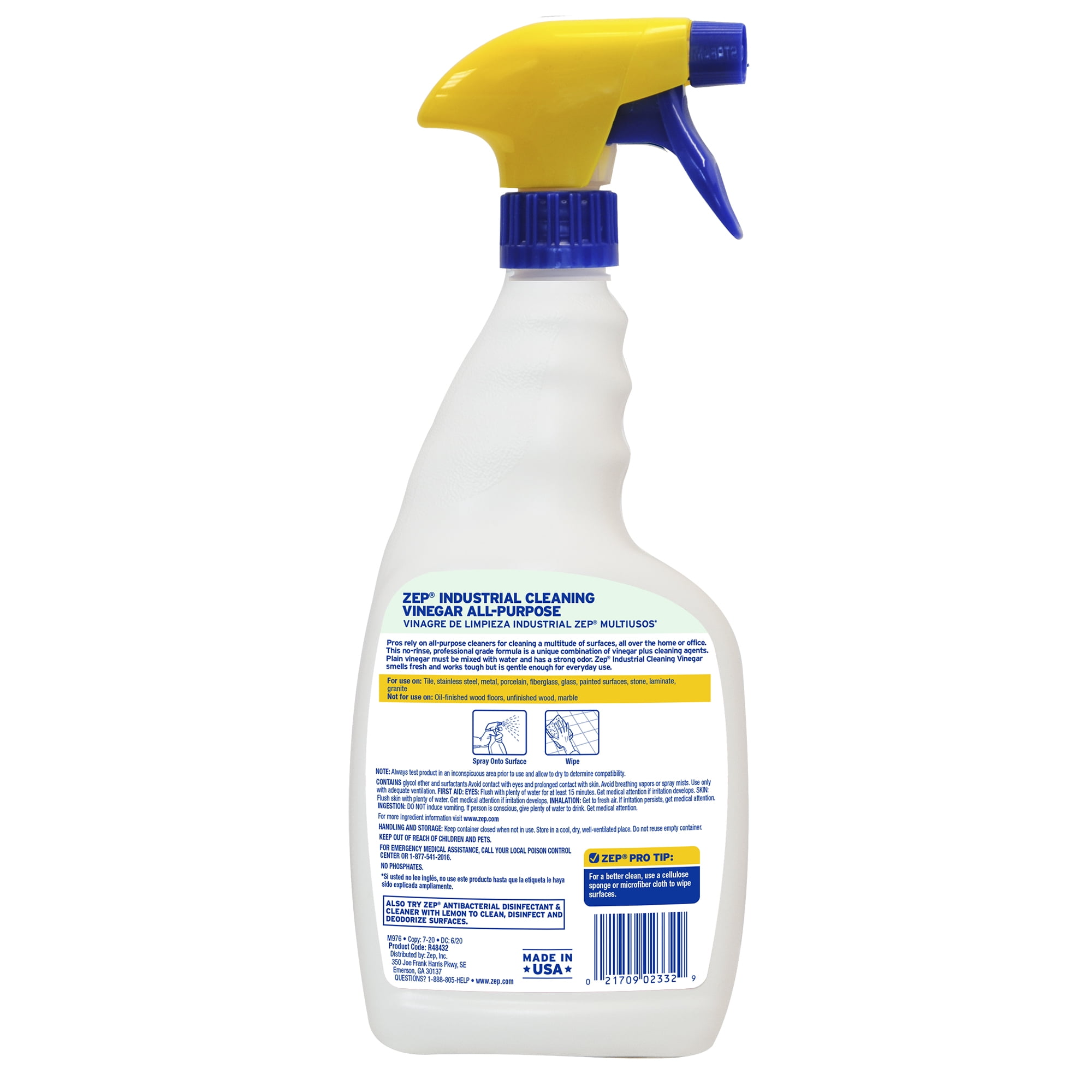 Zep All-Purpose Cleaner With Vinegar - 1 Gallon (Case of 4) R48410 - Gentle  for Everyday Use