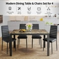 thumbnail image 3 of Lofka Tempered Glass Dining Table Set for 4, Kitchen Table with 4 Back Support Chairs for Meals, Marble, 3 of 8