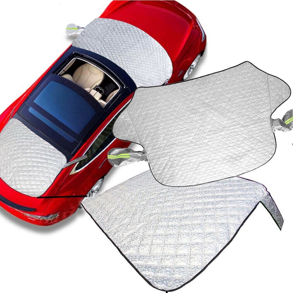 iClover Front+Rear Car Snow Cover Windshield with Edge, Winter