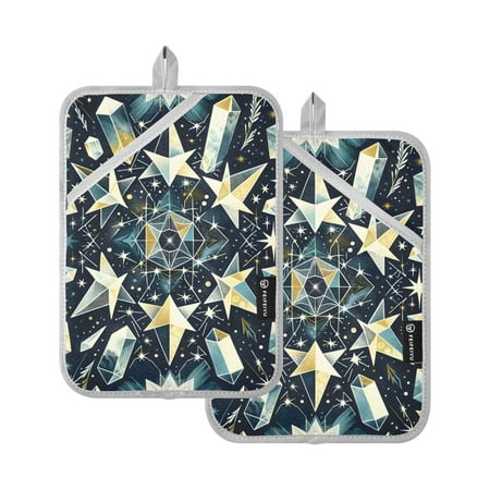 

Pot Holders Set of 2 Heat Resistant 338℉ Kitchen Oven Gloves Potholder Cooking Baking Microwave Mitts Graffiti Starry