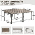thumbnail image 3 of Howsvn 12' x 20' Lean to Gazebo, Wall-Mounted Hardtop Gazebo with Sloping Roof and Curtains & Netting, Outdoor Aluminum Frame Pergola Canopy for Patio, Garden, Lawn, 3 of 9