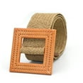 thumbnail image 2 of TANGNADE Womens Belts For Dresses Women Elastic Straw Rattan Waist Band With Wood Buckle Belt Khaki, 2 of 5
