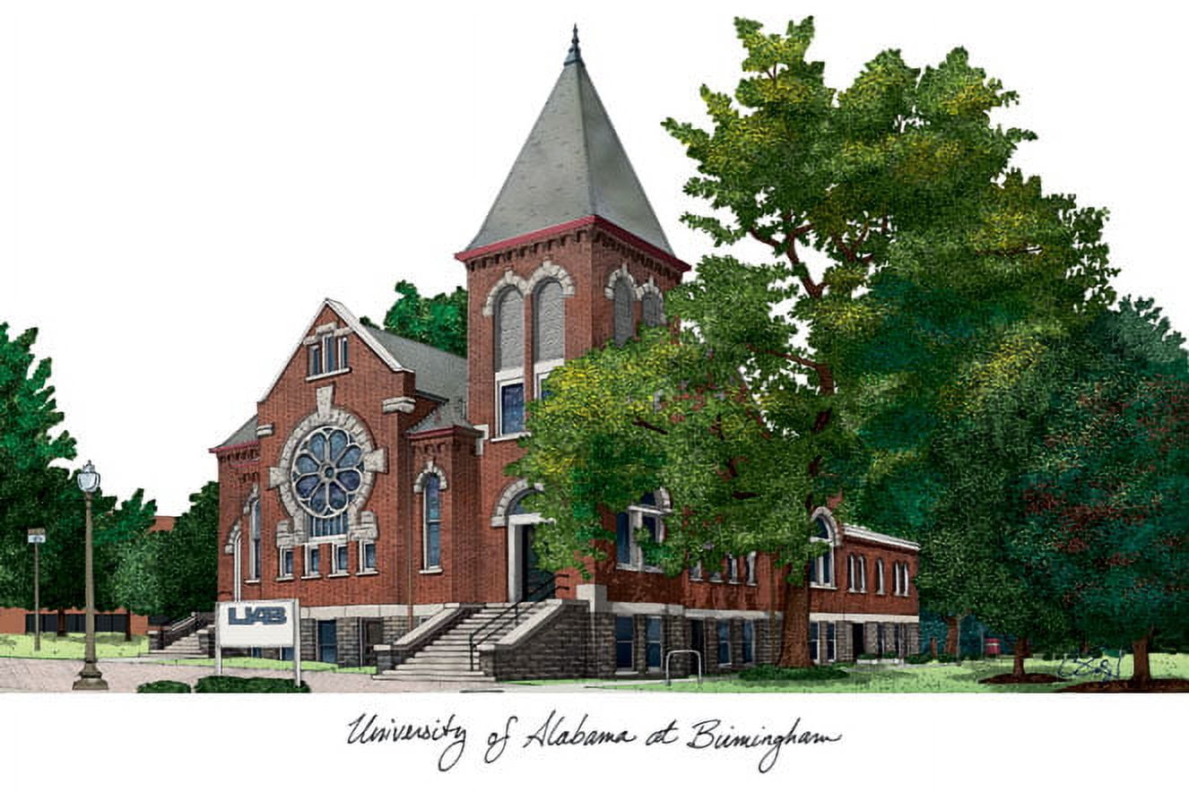 University of Alabama, Birmingham 11w x 8.5h Manhattan Black Single Mat Gold Embossed Diploma Frame with Bonus Campus Images Lithograph (value savings at $59)