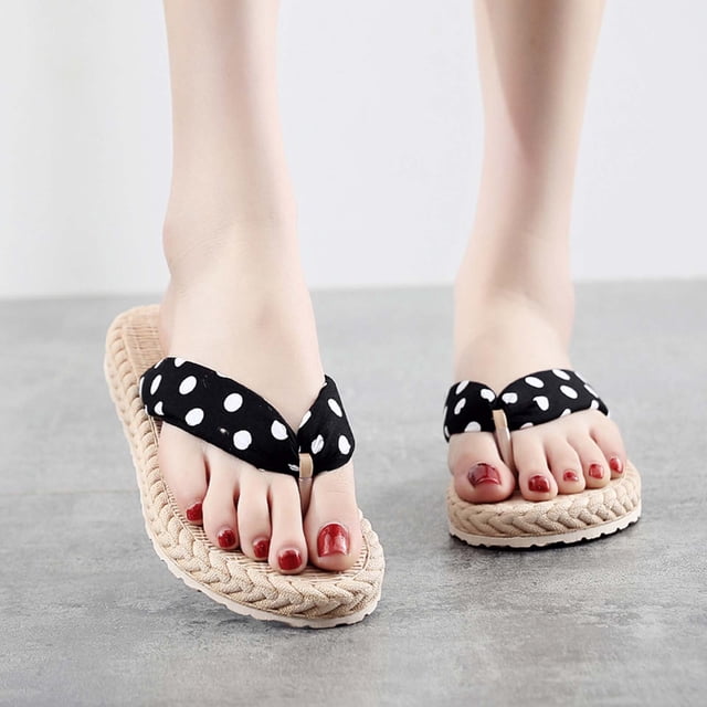 DPTALR Women's Slippers Ladies Flip Flops Flat Beach Shoes Flat Flip Flops