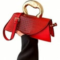 thumbnail image 2 of Women Vegan Leather Evening Handbag Crocodile Pattern Handle Clutch Purse Cross Body Envelope Bag, 2 of 8