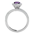 thumbnail image 3 of Aonejewelry 2.15 Ct. Ttw Diamond and Pear Shaped Amethyst Ring in 10K White Gold, 3 of 4