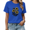 4-Blue, variant on UNISHE Women Black White Moon Star Rose Wildflower Graphic Short Sleeve T-Shirt Top
