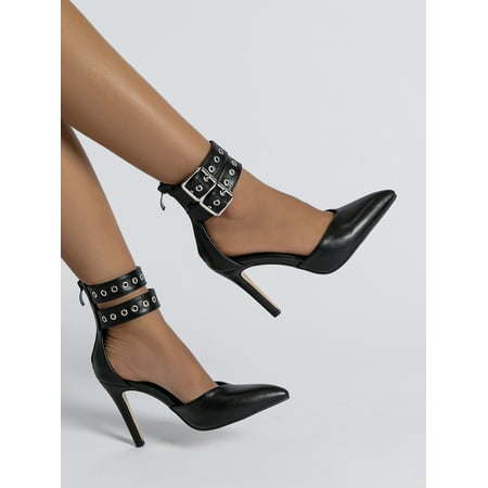 

Buckle Decor Stiletto Heeled Ankle Strap Pumps Women‘s Footwear