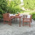 thumbnail image 2 of Malibu Outdoor 3-piece Wood Patio Rectangular Table Dining Set, 2 of 6