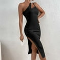 thumbnail image 5 of IROINNID Reduced Formal Dress for Women Wedding Guest Homecoming Party Trendy Sexy Hollow Out Sleeveless Dress,Black, 5 of 8