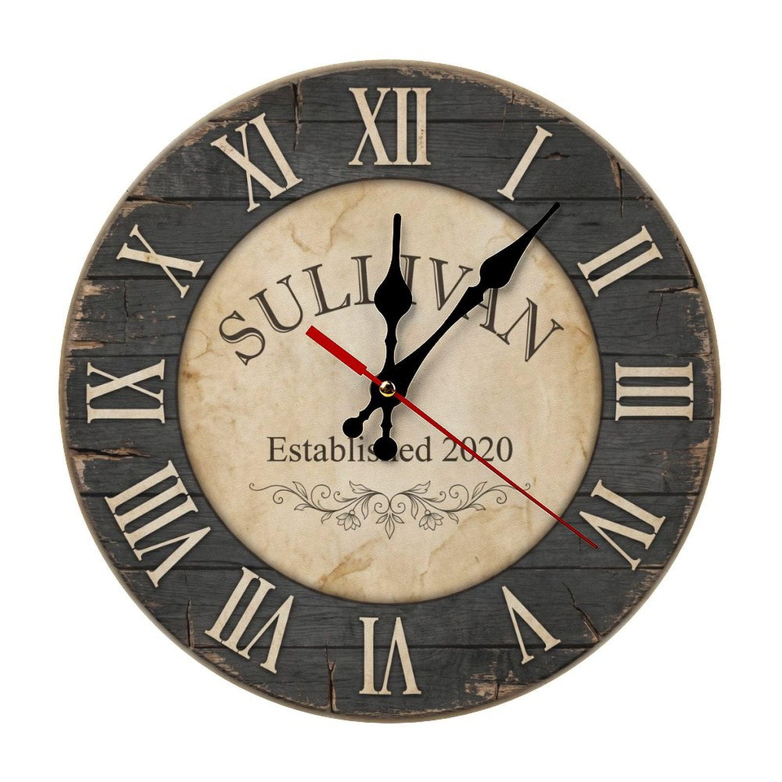 Wedding Clocks Silent Non Ticking 10 Inch Round Rustic Themed Clock Decor for Kitchen Office Home Nursery