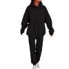 Women 2 Piece Outfits Hoodie Sweatsuits Set Sweatpants Long Sleeve Sweatshirt Matching Joggers Tracksuit Sets Black XXL