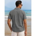 thumbnail image 3 of RICHCOIN Men's Button Down Shirts Short Sleeve Casual Summer Beach Vacation Wedding Shirt with Pocket, 3 of 7