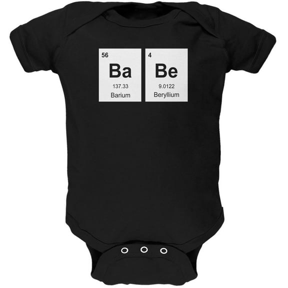 Baby - BaBe Periodic Elements Black Soft Baby One Piece - 0-3 months
