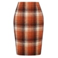 thumbnail image 3 of Plaid Skirts for Women Fall Winter Knee Length Pencil Skirt with Slit, 3 of 3