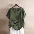 thumbnail image 4 of Birdeem Blouses pour Femmes T-Shirt d'Été à Col Rond Manches Courtes Mode Décontractée Imprimé Bouton, 4 of 12