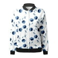 thumbnail image 4 of Tiweut Casual Jackets Womens Floral Print Round Neck Loose Fit Long Sleeve Coat Cardigan Blouses Blue,M, 4 of 5