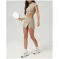 thumbnail image 6 of PISONIC 2 Piece Tennis Dress for Women High Waist Pleated Tennis Skirt with Shorts Short Sleeve Crop Golf Workout Skirts Sets, 6 of 7