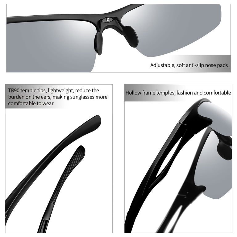 Joopin Sport Sunglasses, Wrap Around Mirrored Silver photo 5