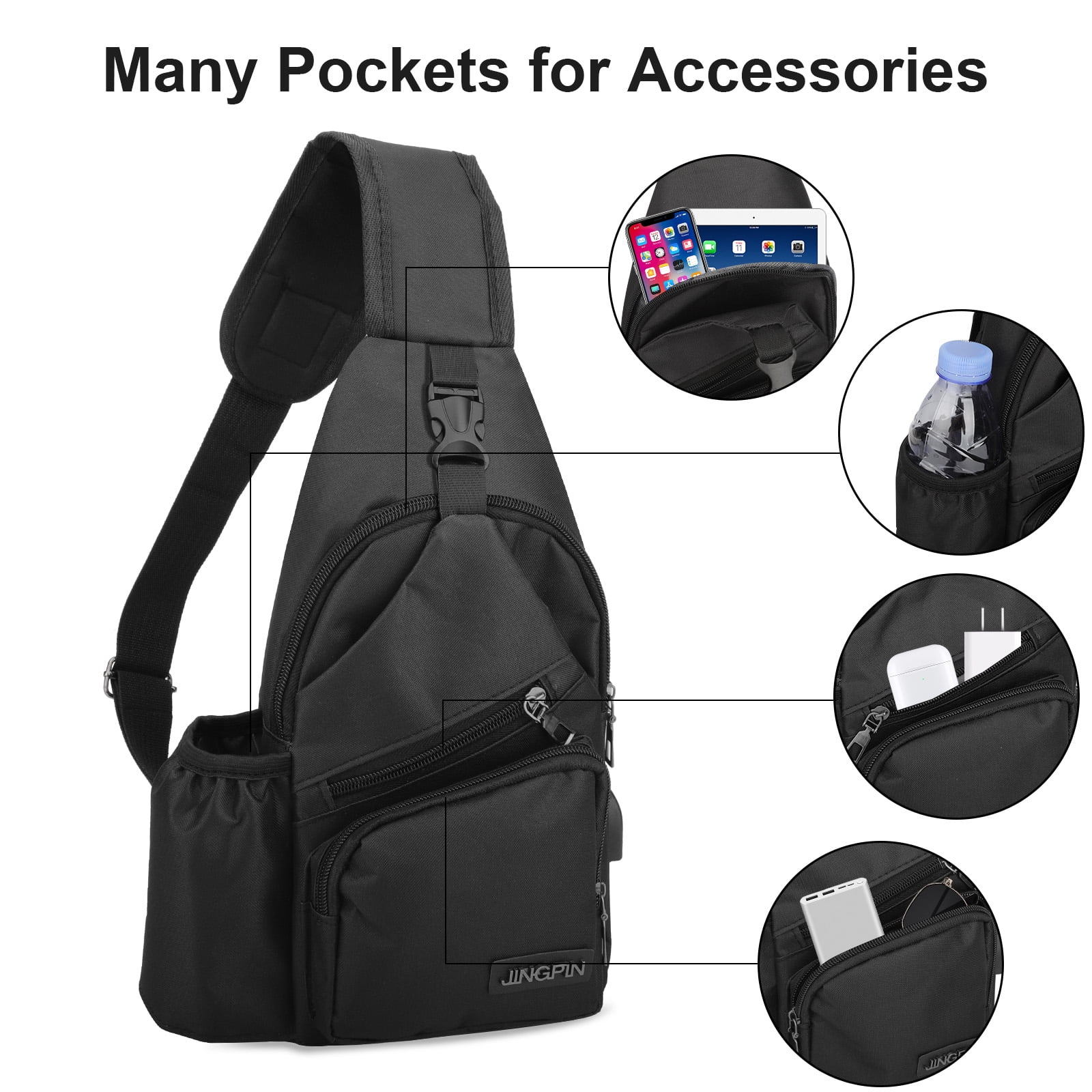 New Chest Bag Unisex Men Chest Pack With USB Charging Earphones Cable Hole  Backpack Name Initials K Letter Pattern Women Shoulder Crossbody Pack For  Outdoor For Student Crossbody Bag Shoulder Bag Handbags