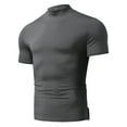 thumbnail image 4 of Krdevn Men's Summer Solid T Shirt Blouse High Collar Turtleneck Short Sleeve Tops T Shirt,XL, 4 of 6
