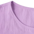 thumbnail image 6 of Womens Casual Tops Solid Color Crewneck Short Sleeve Buttons Shirts Summer Daily Vacation T Shirt Purple M, 6 of 8