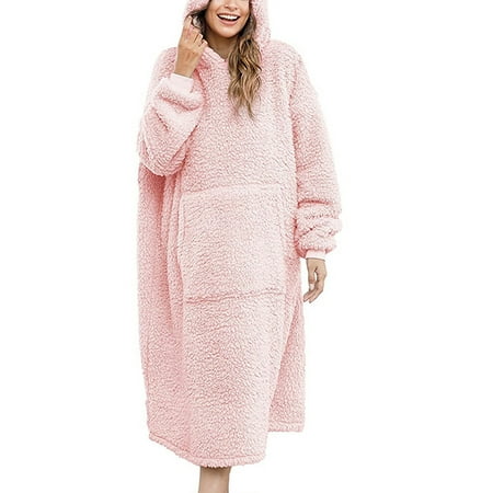 

SpringTTC Women s Winter Thermal Flannel Soft Plush Pockets Kaftan Nightgown Pajamas Robes