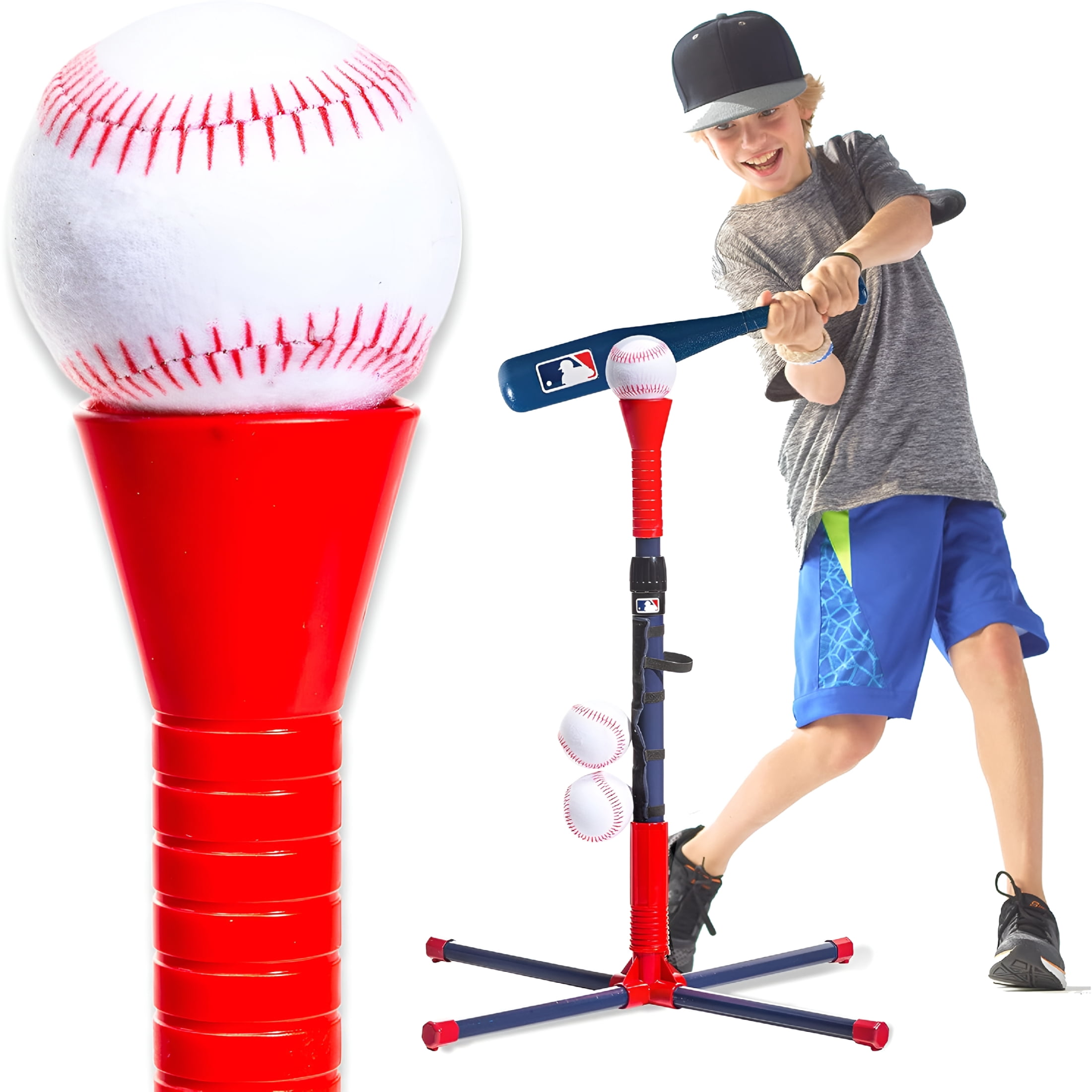 BESTSKY Kids Baseball Batting Tee + Stand Set for Youth + Toddlers-Baseball,Softball + Teeball Hitting Tee Set for Boys + Girls