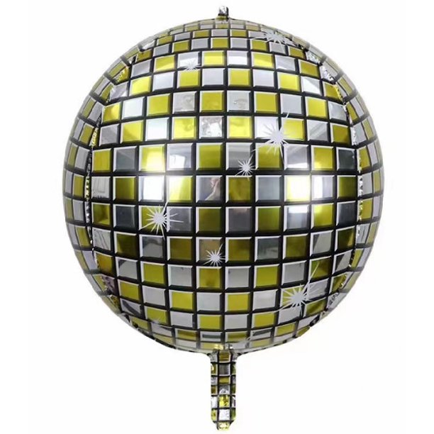 Globo de aluminio 4D de 22 pulgadas con láser plateado para discoteca, bar, fiesta, globo de papel de aluminio arcoíris