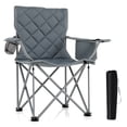 thumbnail image 1 of Gymax Oversized Camping Chairs Heavy Duty Outdoor Folding Chair w/Cooler Pouch Gray, 1 of 9