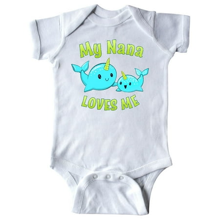 

Inktastic My Nana loves me- cute narwhal Gift Baby Boy or Baby Girl Bodysuit