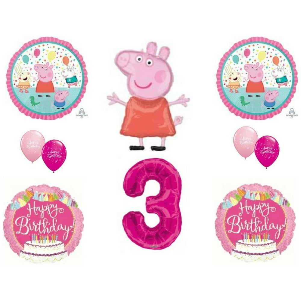 Peppa Pig 3rd Party Birthday party balloons Cake
