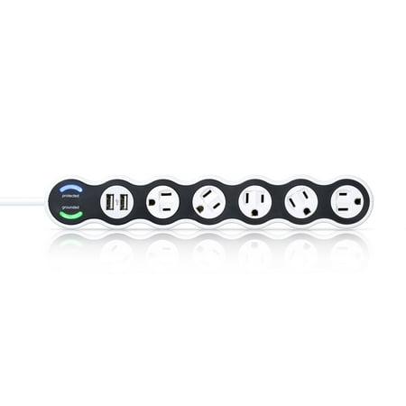 360 Electrical - PowerCurve 5-Outlet/2-USB Surge Protector Strip - White