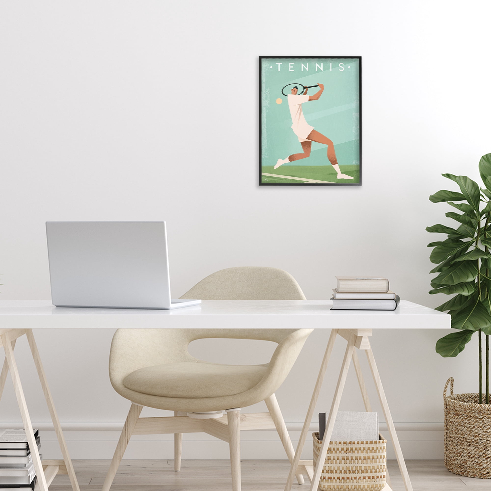 Stupell Industries Vintage Tennis Swing Black Framed Giclee Art, design by Martin Wickstrom