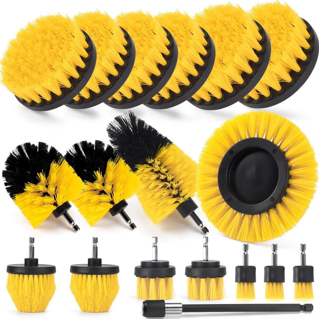 Juego de accesorios para cepillos de taladro SHIELDPRO, paquete de 18 unidades, Power Cleaning
