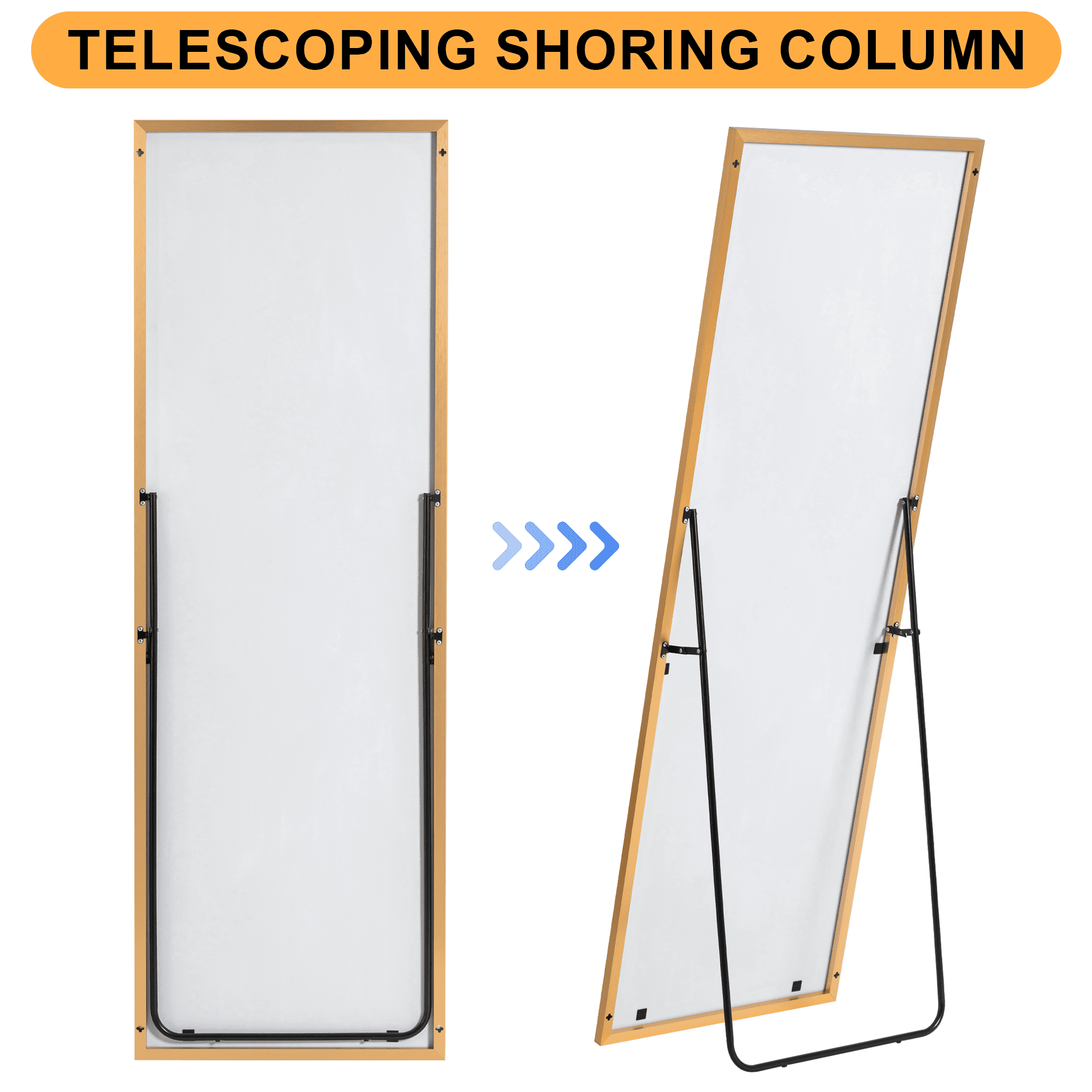 MAYEERTY 64"x 21" Metal Framed Rectangle Floor Mirror, Full Length Mirror with Free Standing, Bedroom Mirror