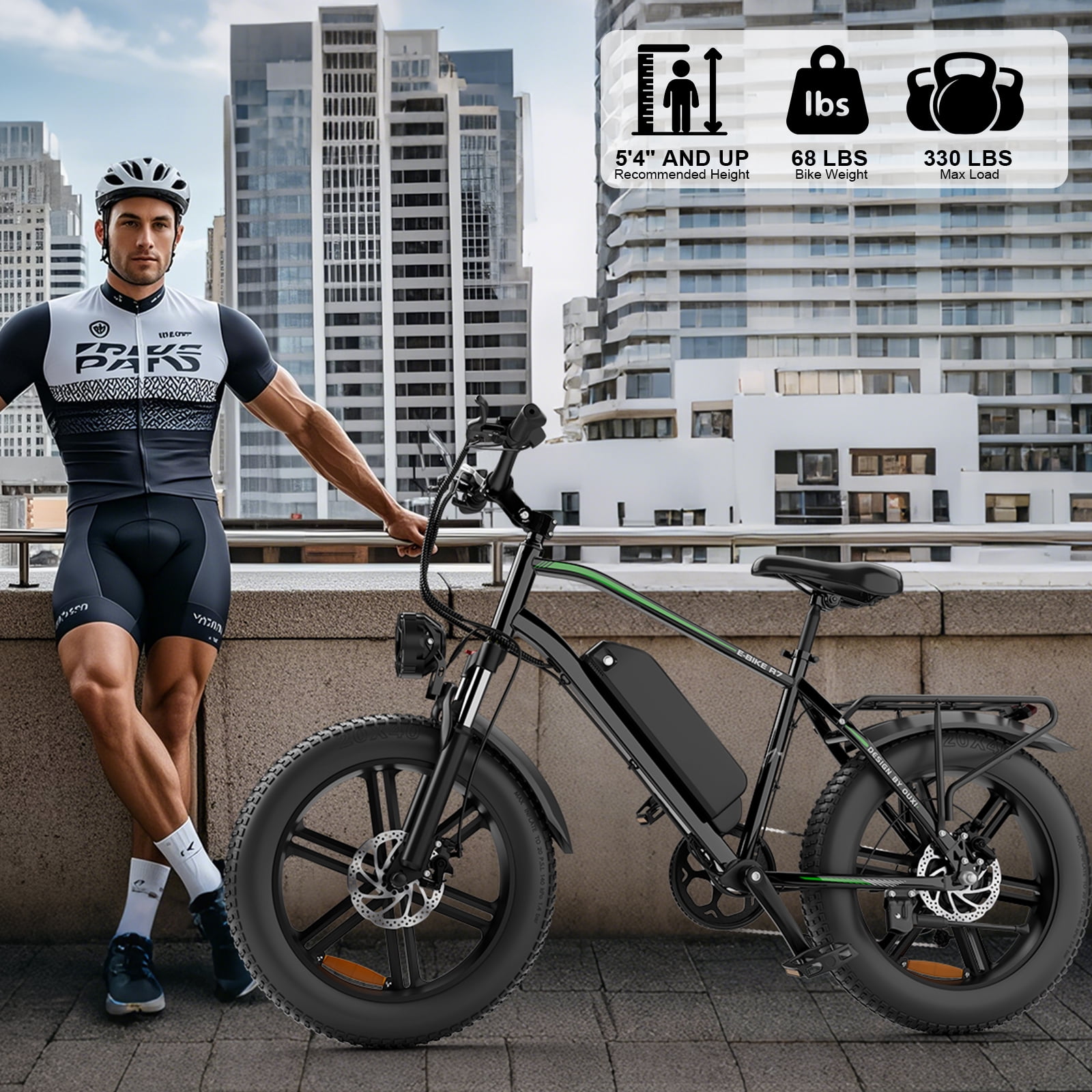 VTOKW Electric Bike for Adults, Peak 1000W Electric Bicycles for Adults, 20X4.0" Fat Tire Ebike, 48V/13AH Battery, 25MPH E-Mountain Bike, 7-Speed Front Suspension Ebike for Adults UL2849