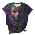 thumbnail image 6 of Fewfanhot Womens Tops Mardi Gras Shirts Carnival Parade Street Short Sleeve Mask Graphic Funny Top Tee, 6 of 6