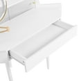 thumbnail image 4 of MODERNLUXE Corner Makeup Vanity Desk with Mirror and Lights,Modern Vanity Set with 1 Stool,Drawer and 2 Shelves for Bedroom,Space-Saving for Small Places,White, 4 of 8