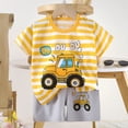 thumbnail image 2 of CAICJ98 Toddler Baby Summer Clothes Girls 3 6 12 18 Months 2T 3T 4T 5T Boys Outfits Short Sleeve Print Pocket T-Shirt Tops and Shorts Set (Yellow,2-3 Years), 2 of 7