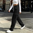 thumbnail image 4 of Womans Sweatpants Ndbuld Women's Casual Solid Color Drawstring Elastic Waist Sweatpants Cuffed Side Pockets Pants Black L, 4 of 7
