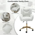 thumbnail image 4 of Desk Chair with Wheels and Arms Teddy Sherpa Comfortable Desk Chair for Home Office Height Adjustable Vanity Chair Modern Task Chair Computer Desk Chair White, 4 of 7