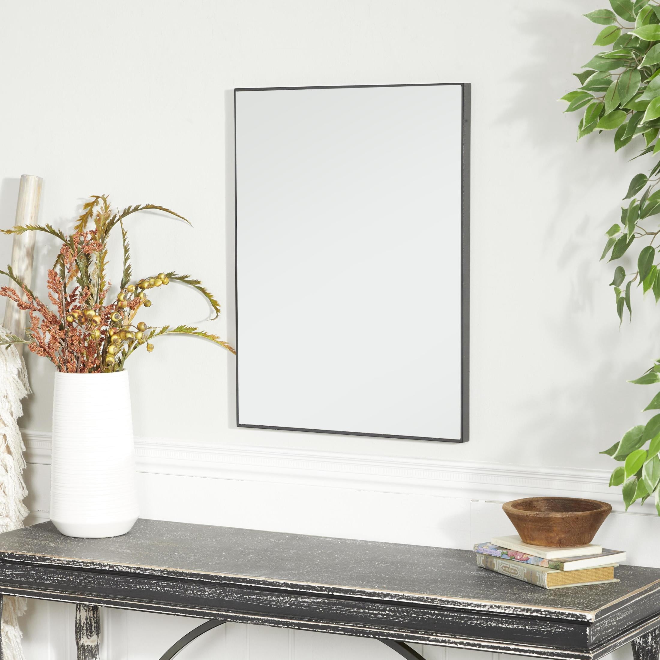 DecMode 18" x 24" Black Wall Mirror with Thin Frame