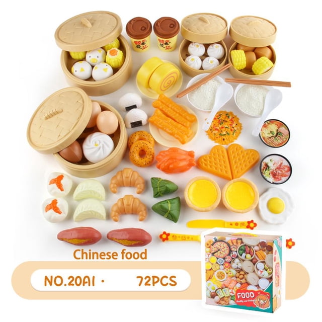 Juguetes de comida para desayuno para niños, masa frita realista, bollos al vapor, patatas fritas, fideos, juguetes infantiles