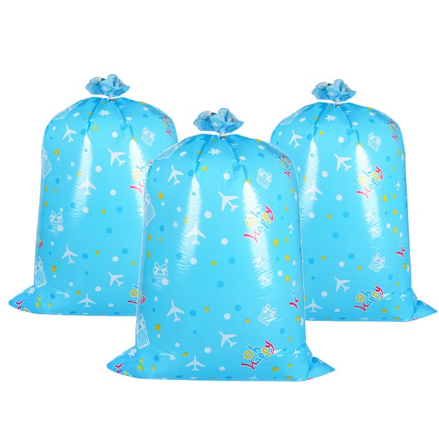 3Pcs Gift Packing Bag Large Capacity Space-saving Reusable Plastic Merry Christmas Santa Claus Gift Bag for Home